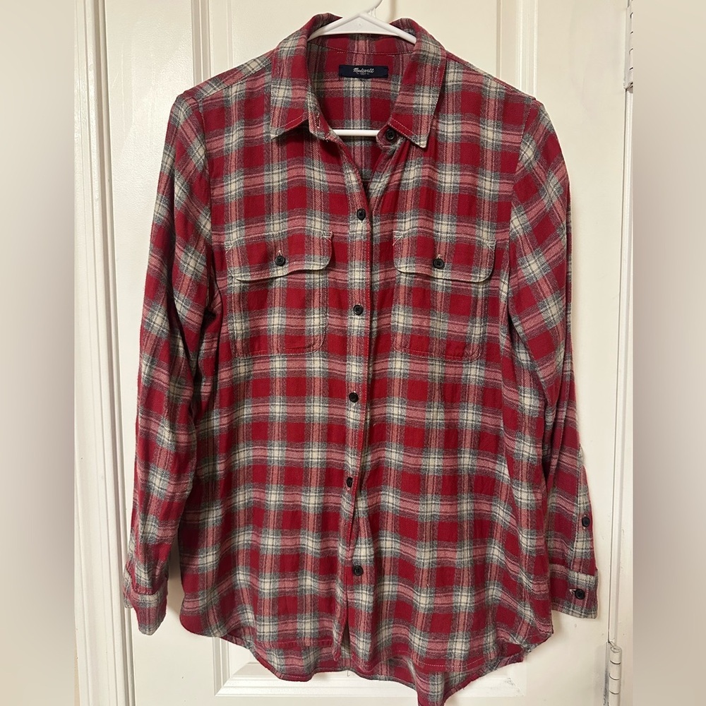 Madewell Red and Gray Plaid Shirt